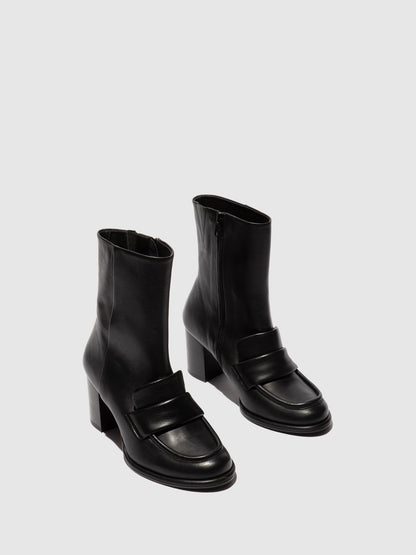 Zip Up Ankle Boots MOIK356FLY BLACK