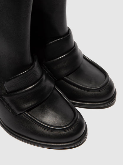 Zip Up Ankle Boots MOIK356FLY BLACK
