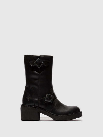 Zip Up Ankle Boots NATY192FLY BLACK