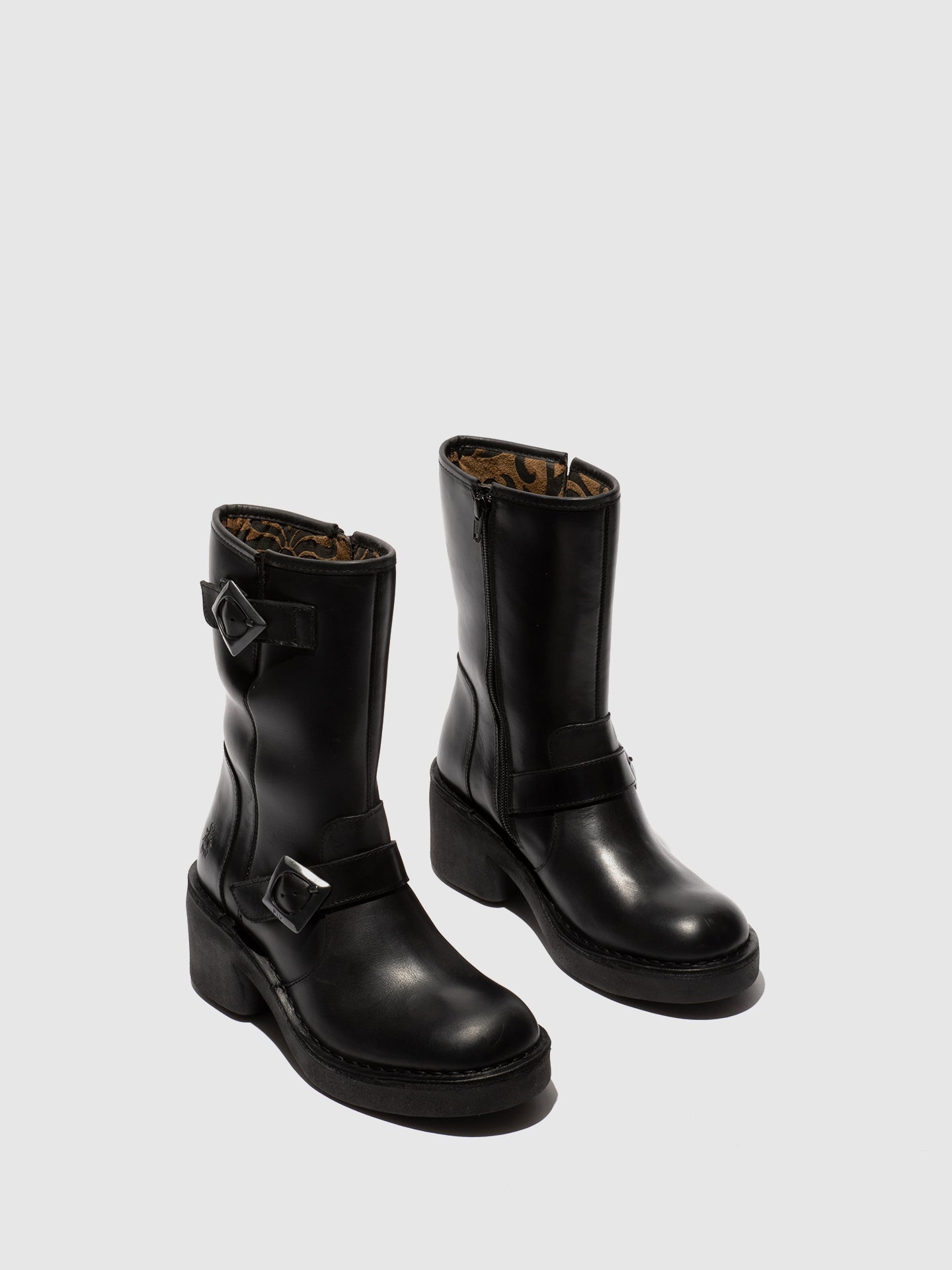 Zip Up Ankle Boots NATY192FLY BLACK