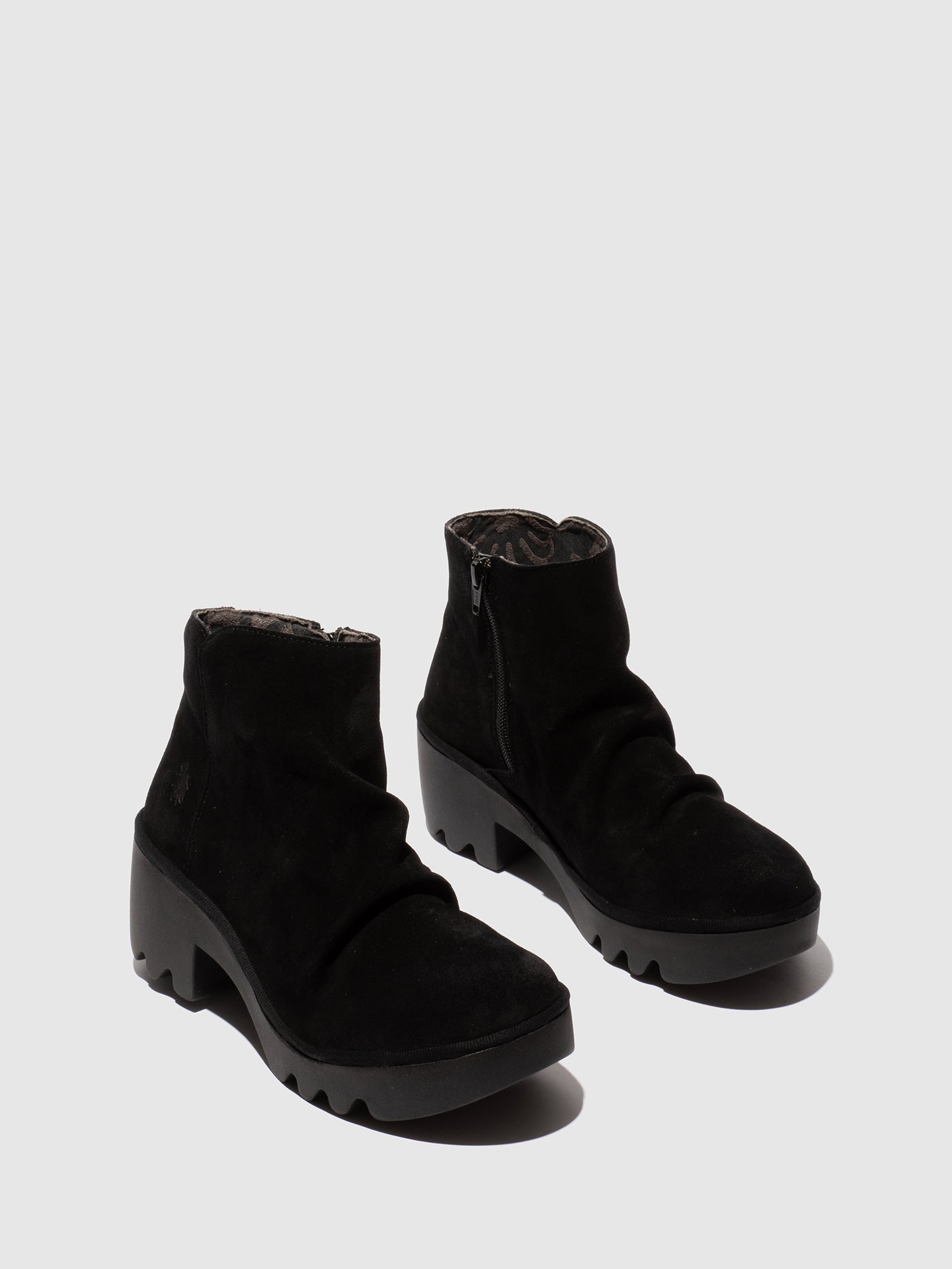 Zip Up Ankle Boots TULP592FLY OIL SUEDE BLACK