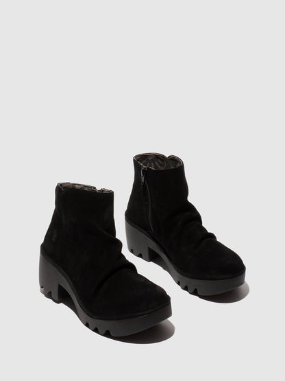 Zip Up Ankle Boots TULP592FLY OIL SUEDE BLACK