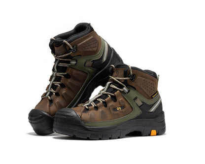 ROCKROOSTER Woodland Brown 6 inch Composite Toe Waterproof Leather Work Boots AK661