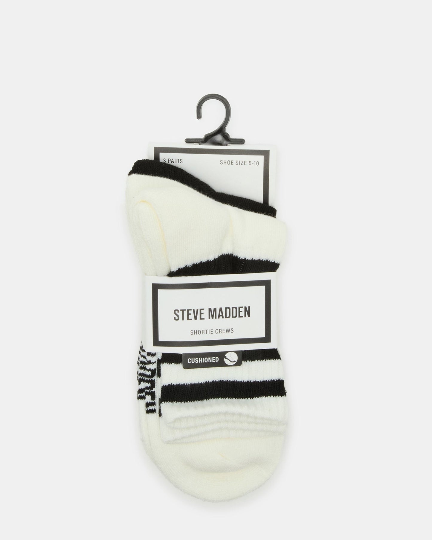 3 PACK STRIPED CREW SOCKS IVORY