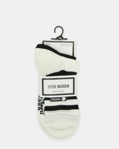 3 PACK STRIPED CREW SOCKS IVORY