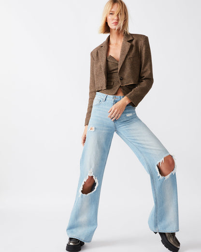RUPI CROPPED BLAZER BROWN