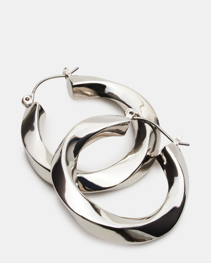 MEDIUM TWISTED HOOPS SILVER
