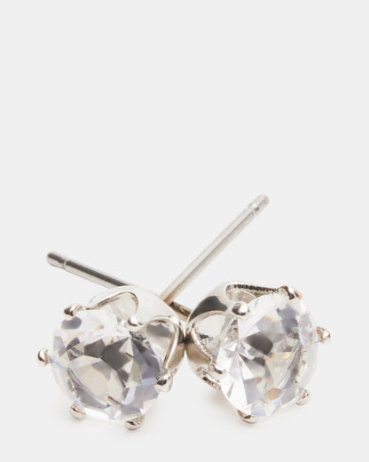 CRYSTAL STUD EARRINGS SILVER