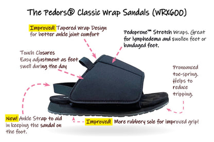 Pedors Classic MAX Wrap Sandals For Lymphedema Black (WRX600) (PAIR) — image 3