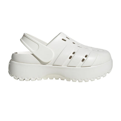 adidas WOMEN'S ADILETTE CLOG PLATFORM SLIDE SANDALS - White