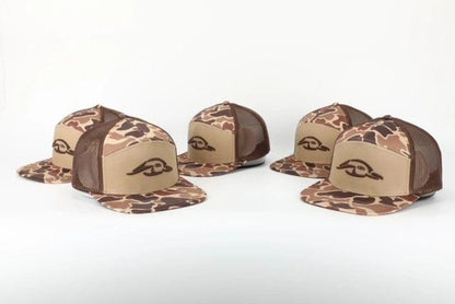 AFW Old-School 7-Panel Hat — Brown, 3D-Puff Logo, Mesh Back