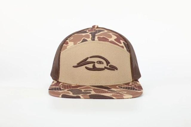 AFW Old-School 7-Panel Hat — Brown, 3D-Puff Logo, Mesh Back