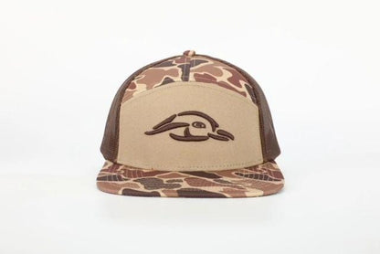 AFW Old-School 7-Panel Hat — Brown, 3D-Puff Logo, Mesh Back