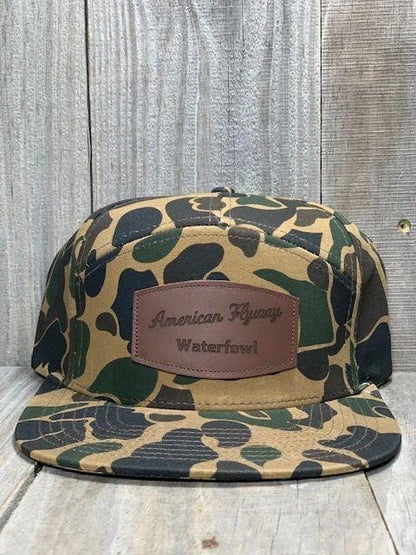 7-Panel Old-School Solid Wax Cap w/ Leather Patch