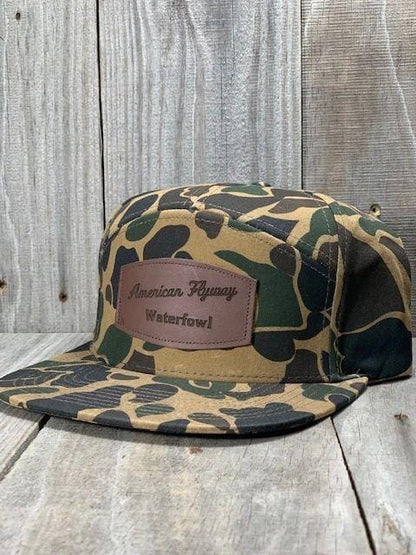 7-Panel Old-School Solid Wax Cap w/ Leather Patch