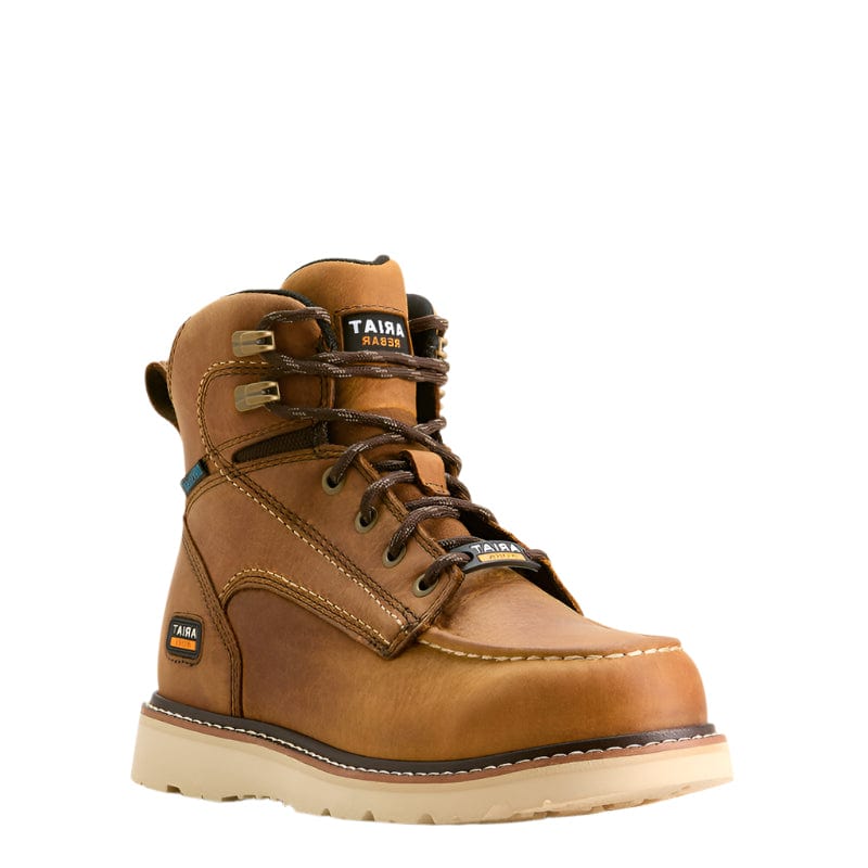 Ariat Women's Rebar Wedge Antique Brown Moc Toe Waterproof Work Boot 10053718