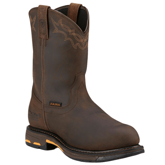 Ariat Men's Oily Distressed Brown WorkHog Waterproof Composite Toe Work Boots 10001200