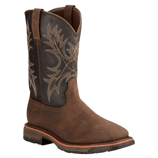 Ariat Men's WorkHog H20 Bruin Brown Waterproof Work Boots 10017436