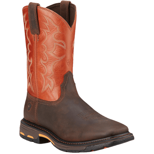 Ariat Men's WorkHog Wide Square Toe Dark Earth/Brick Work Boots 10005888