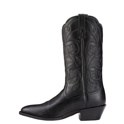 Ariat Women's Heritage Black Deertan R Toe Western Cowgirl Boots 10001037