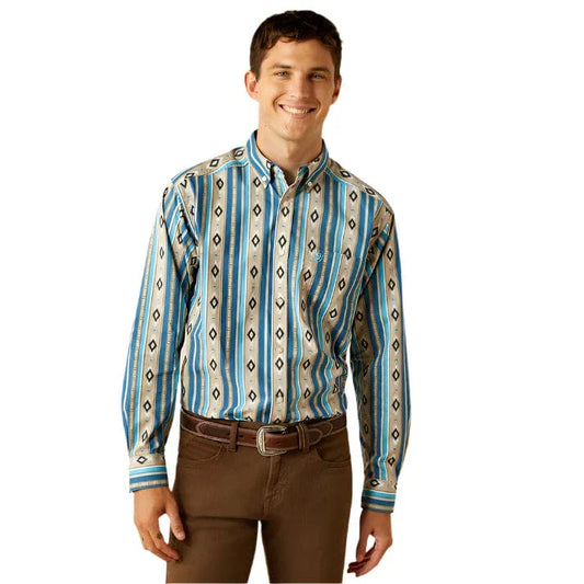 Ariat Men's Shiloh Khaki Aztec Stripe Button Down Western Shirt 10058969