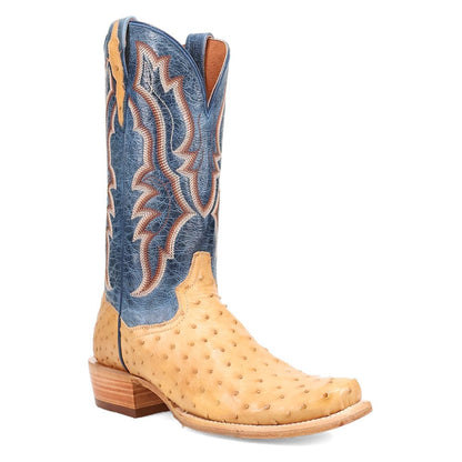 Brady Full Quill Ostrich Embroidered Square Toe Pull On Cowboy Boots - SundialBrady Full Quill Ostrich Embroidered Square Toe Pull On Cowboy Boots