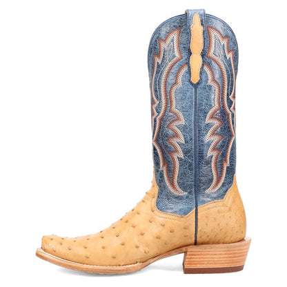 Brady Full Quill Ostrich Embroidered Square Toe Pull On Cowboy Boots - SundialBrady Full Quill Ostrich Embroidered Square Toe Pull On Cowboy Boots