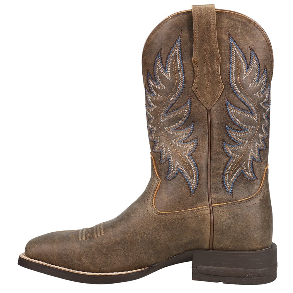 Brander Embroidered Square Toe Pull On Cowboy Boots - SundialBrander Embroidered Square Toe Pull On Cowboy Boots