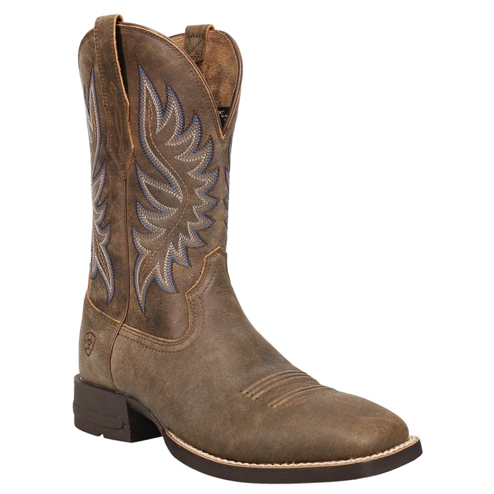 Brander Embroidered Square Toe Pull On Cowboy Boots - SundialBrander Embroidered Square Toe Pull On Cowboy Boots