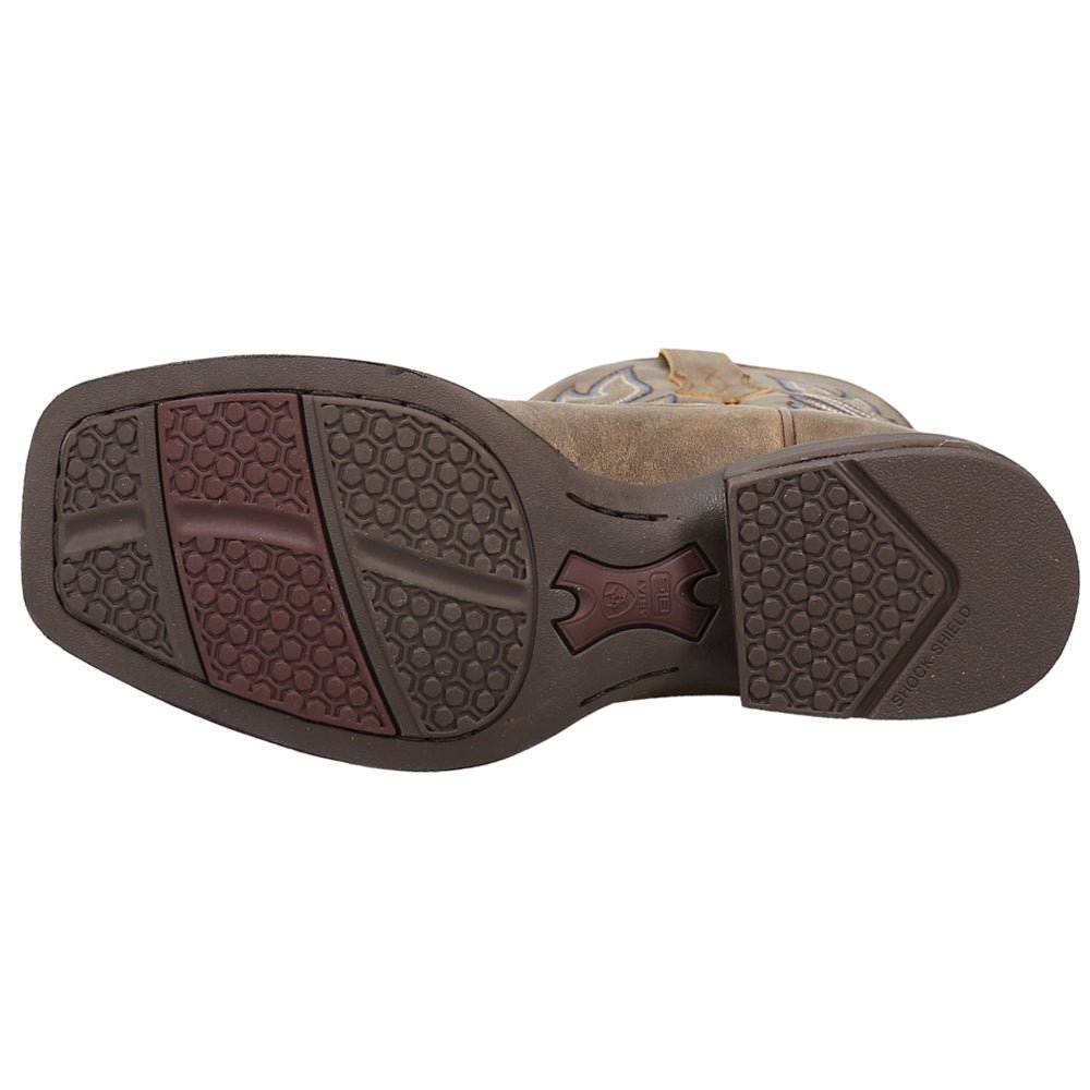 Brander Embroidered Square Toe Pull On Cowboy Boots - SundialBrander Embroidered Square Toe Pull On Cowboy Boots