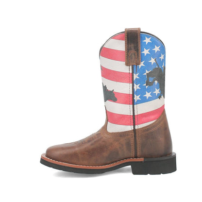 Buck Patriotic Square Toe Cowboy Boots (Little Kid - Big Kid) - SundialBuck Patriotic Square Toe Cowboy Boots (Little Kid - Big Kid)