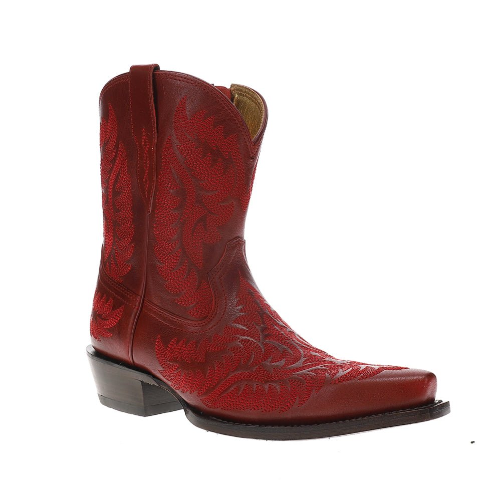 Cate Embroidered Snip Toe Zippered Cowboy Booties - SundialCate Embroidered Snip Toe Zippered Cowboy Booties