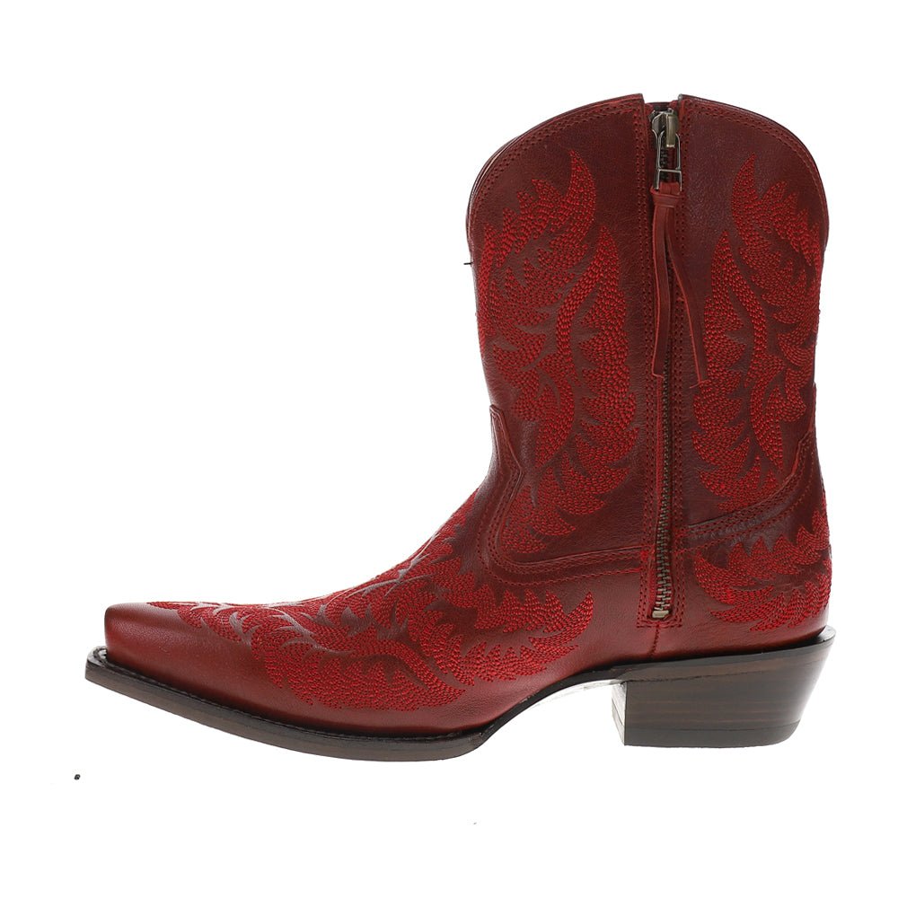 Cate Embroidered Snip Toe Zippered Cowboy Booties - SundialCate Embroidered Snip Toe Zippered Cowboy Booties