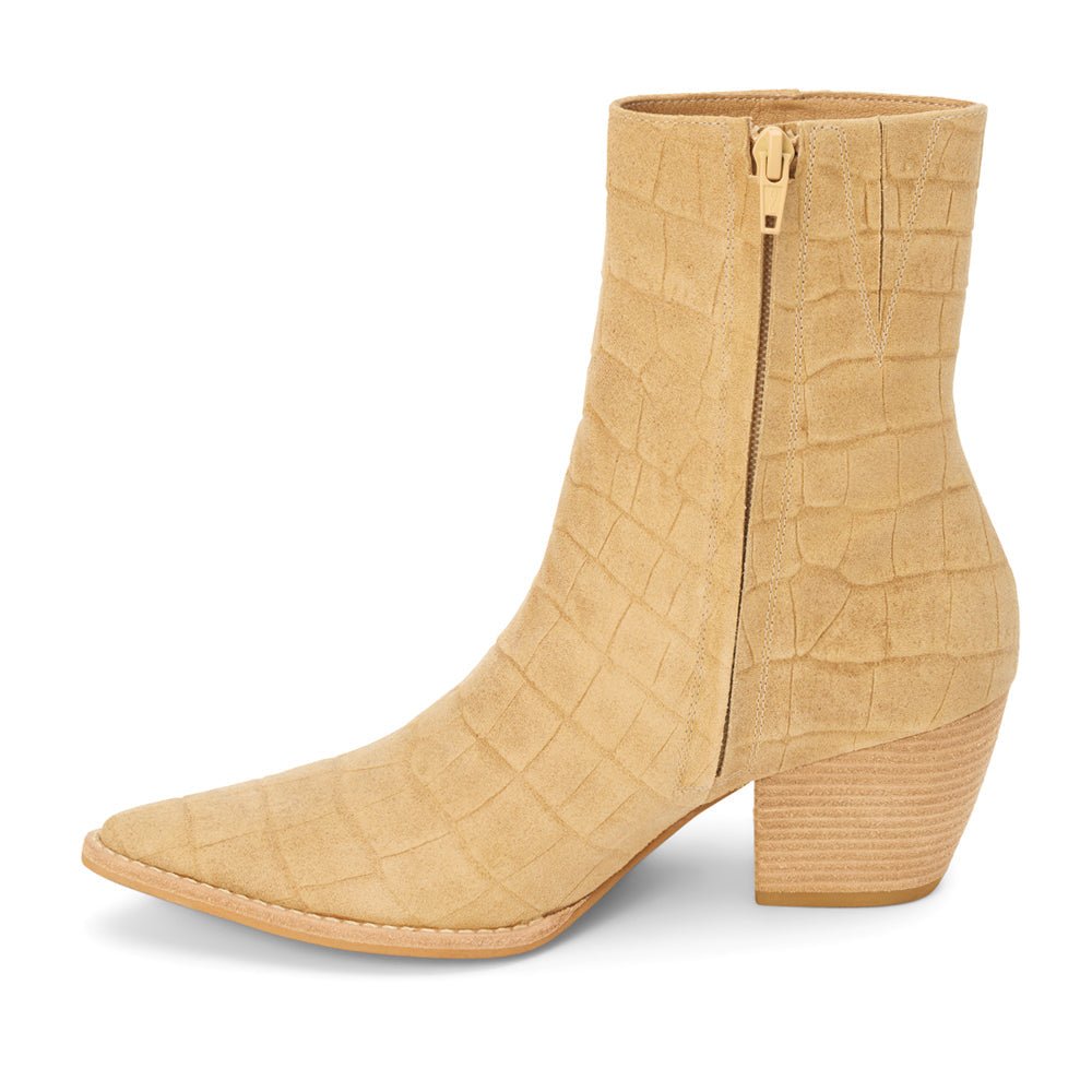 Caty Croc Print Pointed Toe Zippered Booties - SundialCaty Croc Print Pointed Toe Zippered Booties