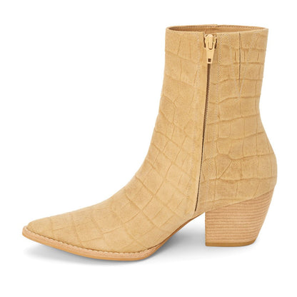 Caty Croc Print Pointed Toe Zippered Booties - SundialCaty Croc Print Pointed Toe Zippered Booties