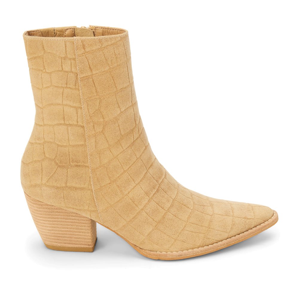 Caty Croc Print Pointed Toe Zippered Booties - SundialCaty Croc Print Pointed Toe Zippered Booties