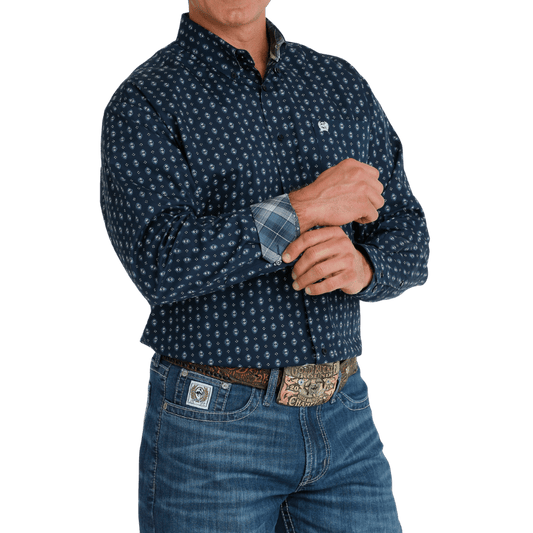 Cinch Men's Navy Long Sleeve Button Down Western Shirt MTW1105695