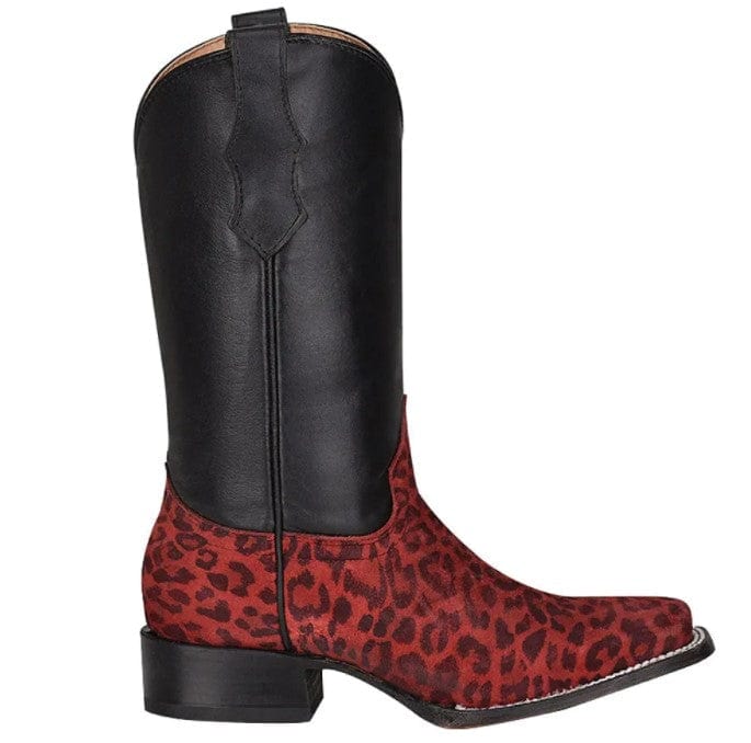 Circle G Kids Red Leopard Black Shaft Cowgirl Boots J7110