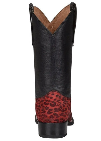 Circle G Kids Red Leopard Black Shaft Cowgirl Boots J7110