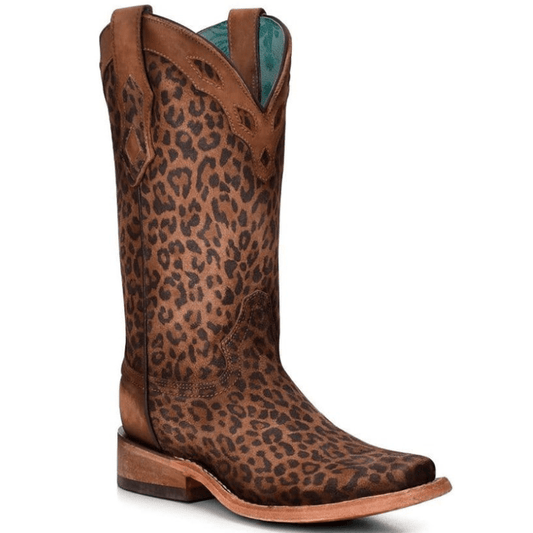Corral Women's Leopard Print w/ Overlay Collar Western Boots C3788