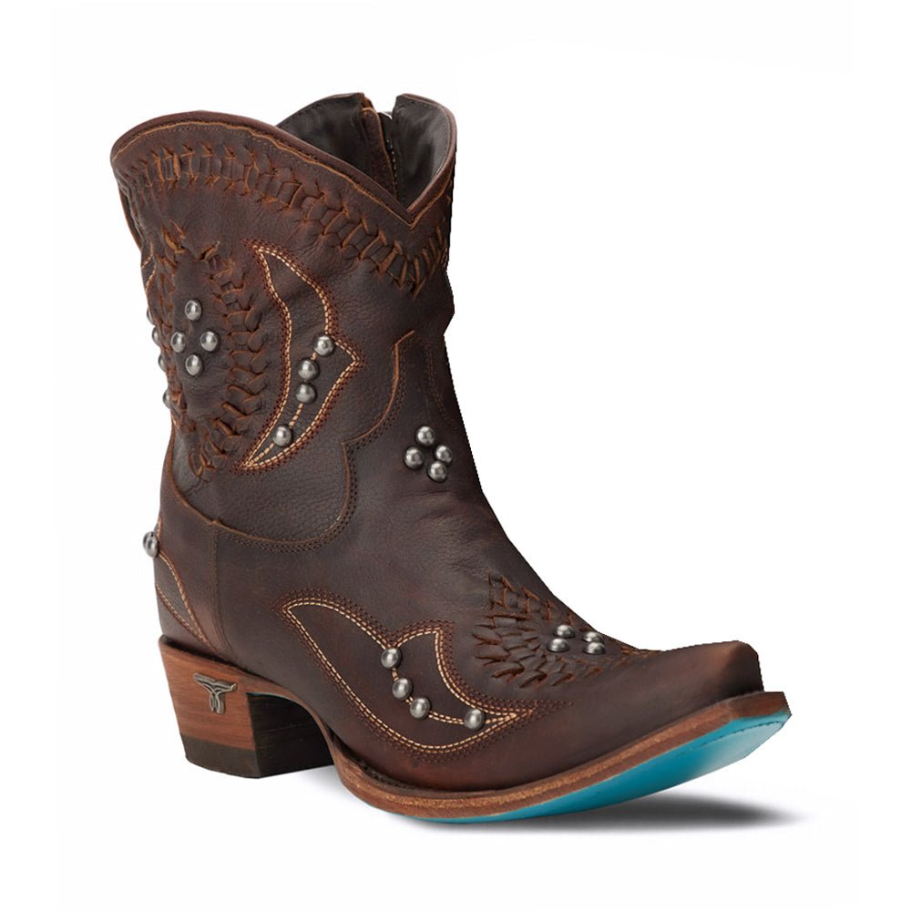 Cossette Studded Embroidered Snip Toe Zippered Cowboy Booties - SundialCossette Studded Embroidered Snip Toe Zippered Cowboy Booties