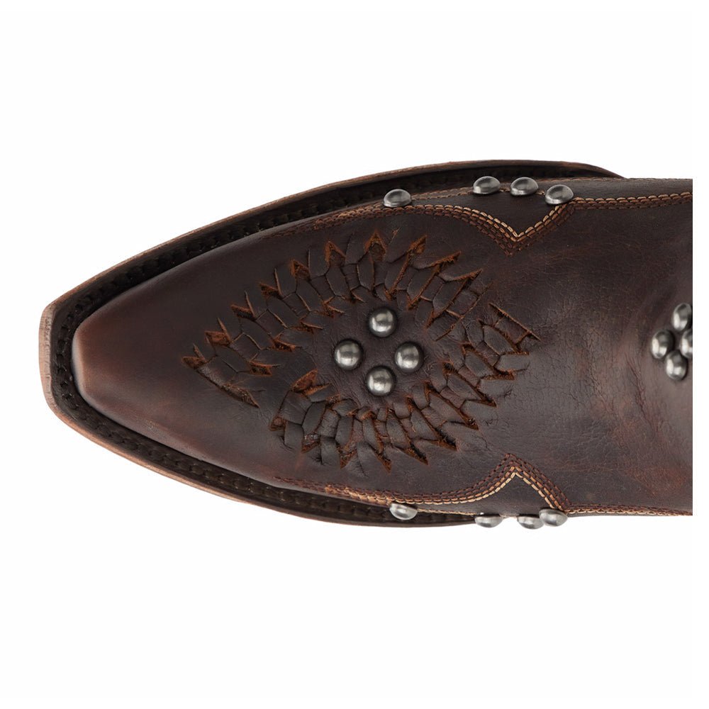 Cossette Studded Embroidered Snip Toe Zippered Cowboy Booties - SundialCossette Studded Embroidered Snip Toe Zippered Cowboy Booties