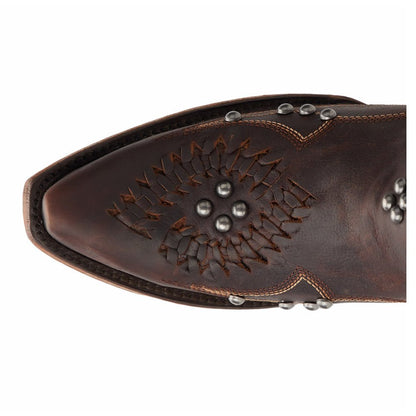 Cossette Studded Embroidered Snip Toe Zippered Cowboy Booties - SundialCossette Studded Embroidered Snip Toe Zippered Cowboy Booties