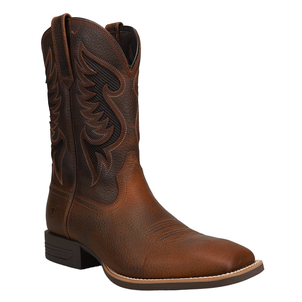 Cowpuncher Venttek Embroidered Tool - Inlayed Square Toe Pull On Cowboy Boots - SundialCowpuncher Venttek Embroidered Tool - Inlayed Square Toe Pull On Cowboy Boots