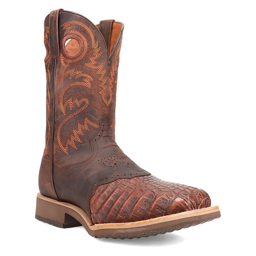 Egan Caiman Embroidered Square Toe Pull On Cowboy Boots - SundialEgan Caiman Embroidered Square Toe Pull On Cowboy Boots