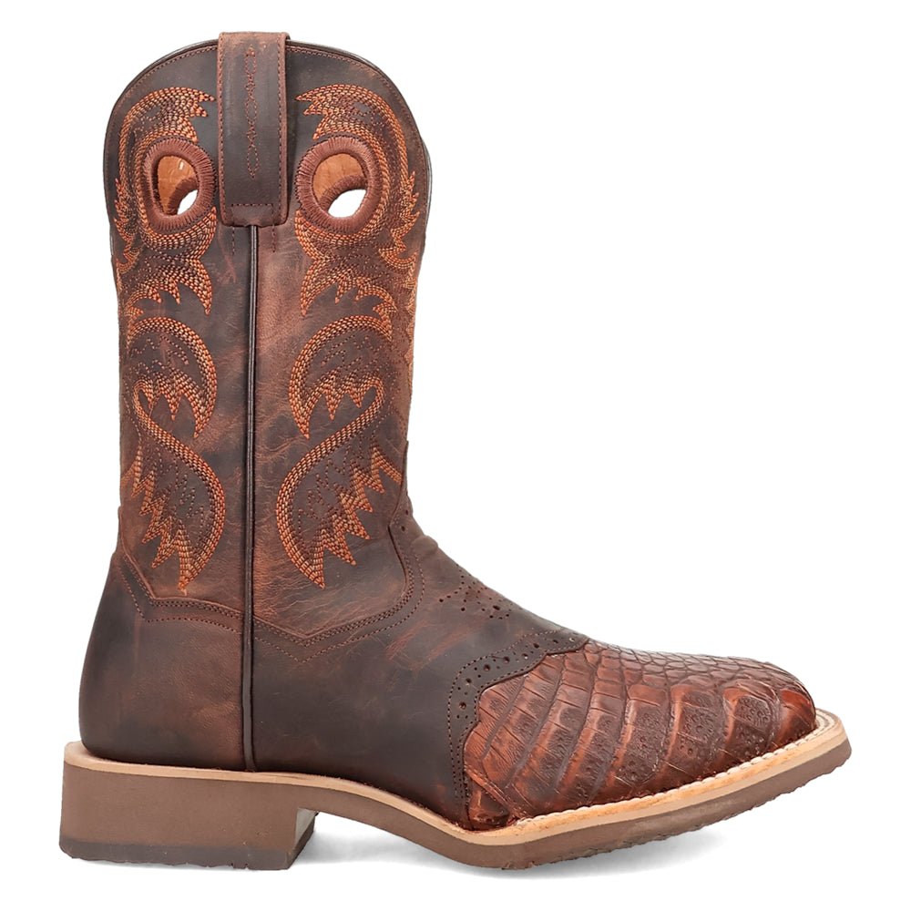 Egan Caiman Embroidered Square Toe Pull On Cowboy Boots - SundialEgan Caiman Embroidered Square Toe Pull On Cowboy Boots