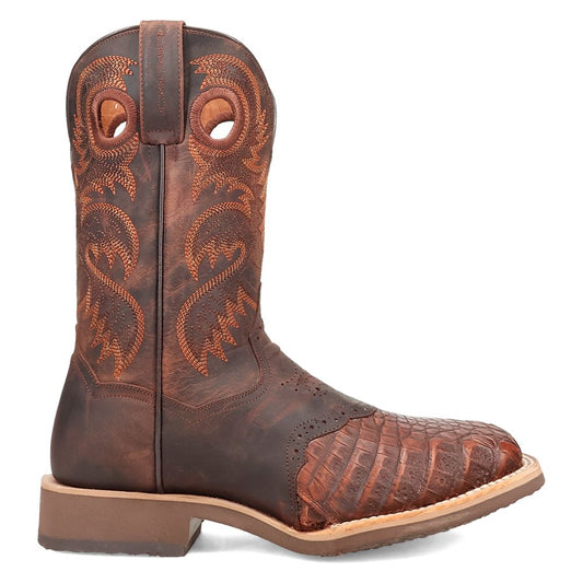 Egan Caiman Embroidered Square Toe Pull On Cowboy Boots - SundialEgan Caiman Embroidered Square Toe Pull On Cowboy Boots