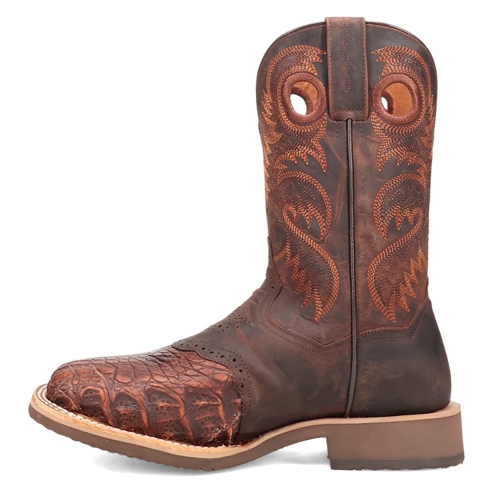 Egan Caiman Embroidered Square Toe Pull On Cowboy Boots - SundialEgan Caiman Embroidered Square Toe Pull On Cowboy Boots