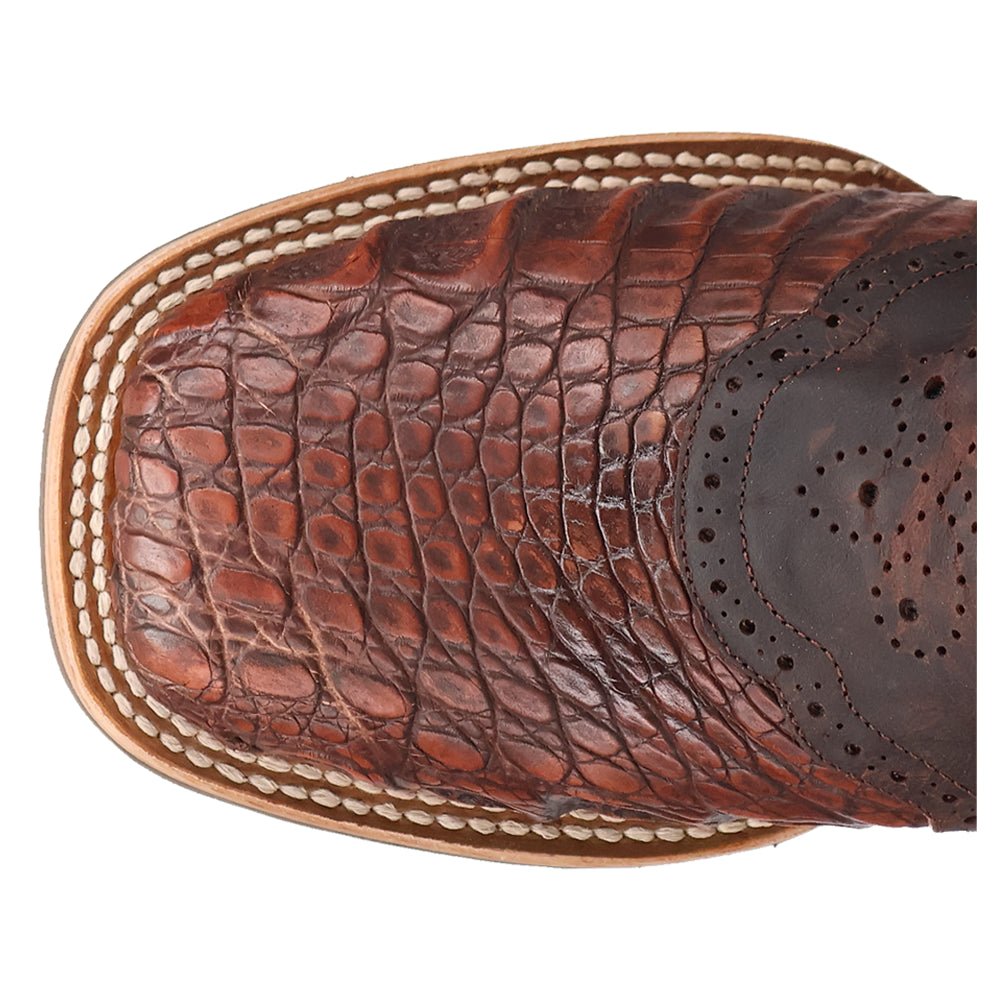 Egan Caiman Embroidered Square Toe Pull On Cowboy Boots - SundialEgan Caiman Embroidered Square Toe Pull On Cowboy Boots