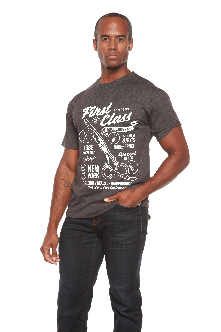 First Class Barber Men's Bamboo Viscose/Organic Cotton Short Sleeve Graphic T-Shirt